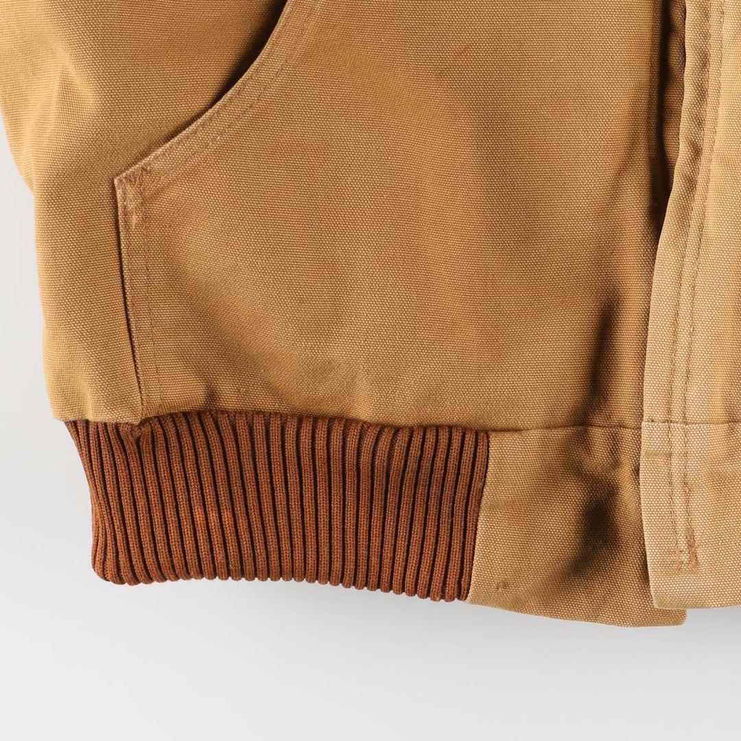 2000'S Carhartt Active Jacket, Padded Duck Full-Zip Hoodie, Made in USA, Men's Size L cotton ocher yellow type Vintage Second Hand