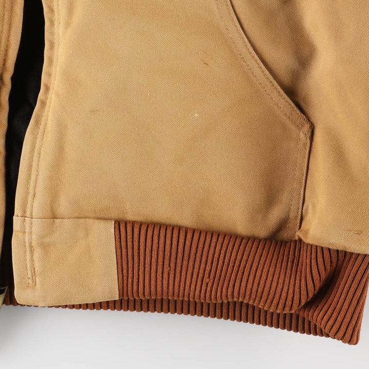 2000'S Carhartt Active Jacket, Padded Duck Full-Zip Hoodie, Made in USA, Men's Size L cotton ocher yellow type Vintage Second Hand