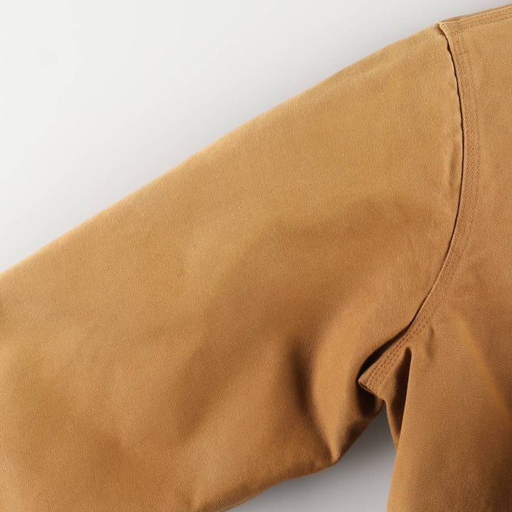 2000'S Carhartt Active Jacket, Padded Duck Full-Zip Hoodie, Made in USA, Men's Size L cotton ocher yellow type Vintage Second Hand