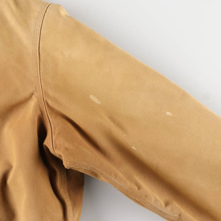 2000'S Carhartt Active Jacket, Padded Duck Full-Zip Hoodie, Made in USA, Men's Size L cotton ocher yellow type Vintage Second Hand