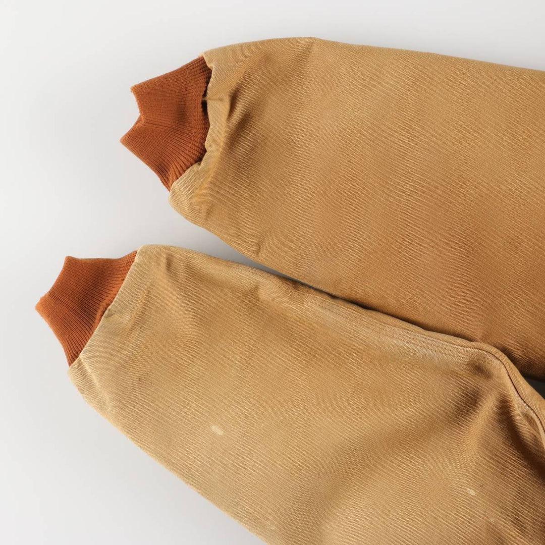 2000'S Carhartt Active Jacket, Padded Duck Full-Zip Hoodie, Made in USA, Men's Size L cotton ocher yellow type Vintage Second Hand