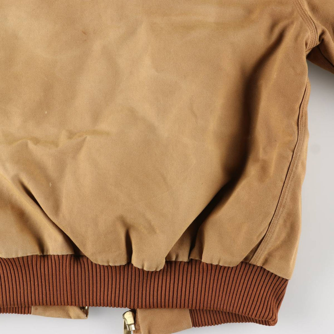 2000'S Carhartt Active Jacket, Padded Duck Full-Zip Hoodie, Made in USA, Men's Size L cotton ocher yellow type Vintage Second Hand