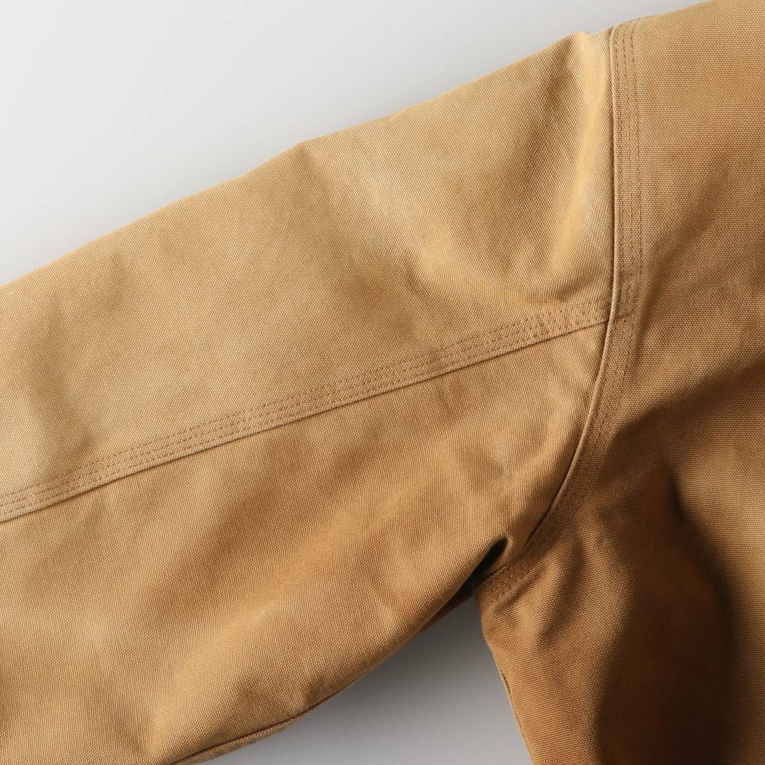 2000'S Carhartt Active Jacket, Padded Duck Full-Zip Hoodie, Made in USA, Men's Size L cotton ocher yellow type Vintage Second Hand