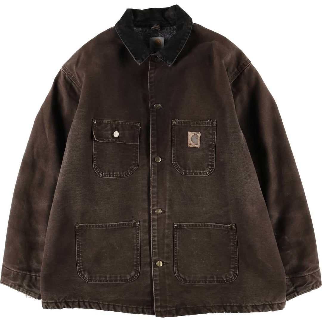 2000'S Carhartt Michigan Chore Coat, Padded Duck Coverall, Men's XL cotton brown type Vintage Second Hand