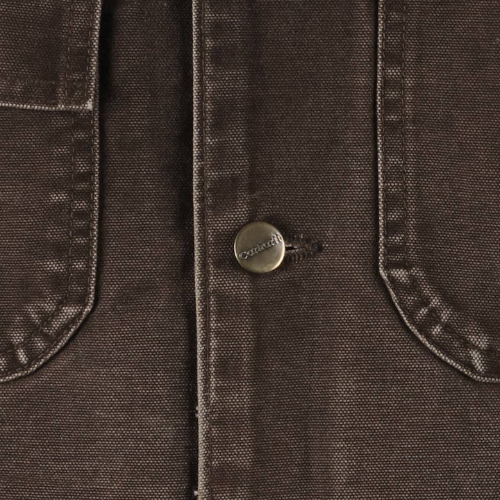 2000'S Carhartt Michigan Chore Coat, Padded Duck Coverall, Men's XL cotton brown type Vintage Second Hand