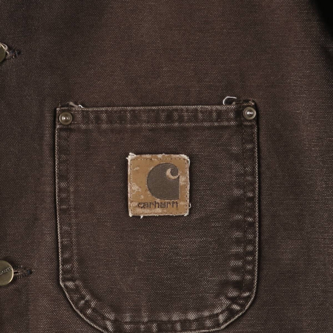 2000'S Carhartt Michigan Chore Coat, Padded Duck Coverall, Men's XL cotton brown type Vintage Second Hand