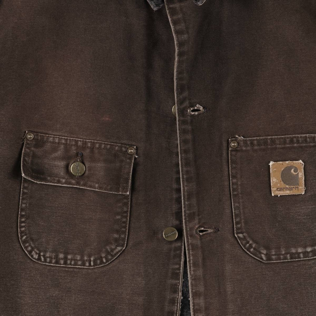 2000'S Carhartt Michigan Chore Coat, Padded Duck Coverall, Men's XL cotton brown type Vintage Second Hand