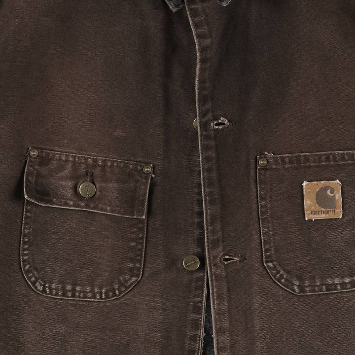 2000'S Carhartt Michigan Chore Coat, Padded Duck Coverall, Men's XL cotton brown type Vintage Second Hand