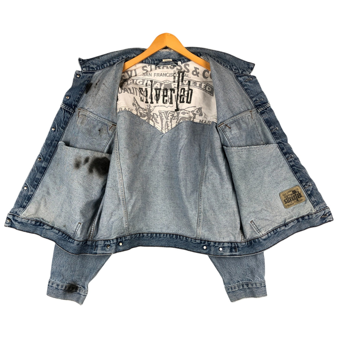 90'S Levi's SILVER TAB Denim Jacket (75595-0691), Men's Size XL, Vintage cotton blue type Vintage Second Hand