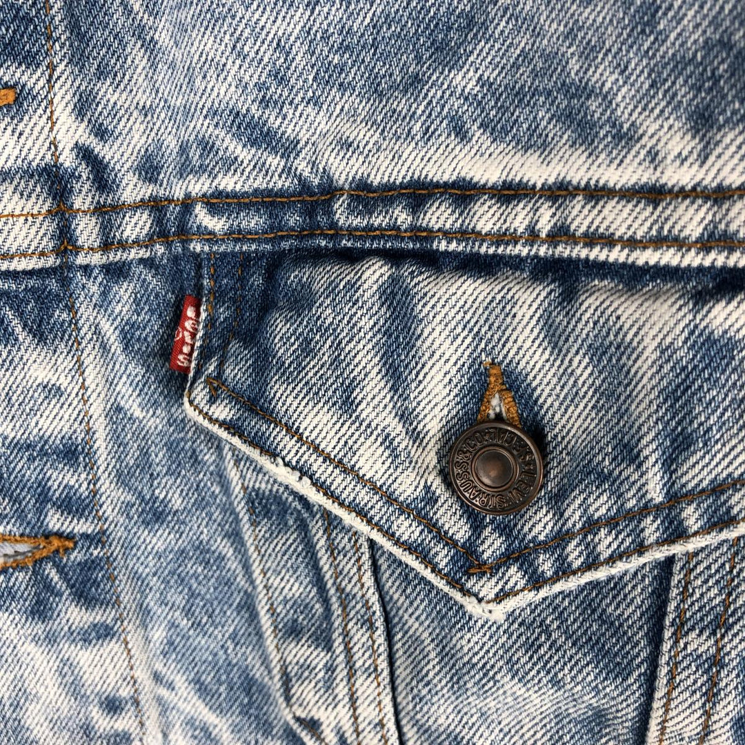 90'S Levi's 70507-0219 Chemical Wash Denim Jacket, Made in USA, Men's Size Medium, Vintage cotton blue type Vintage Second Hand