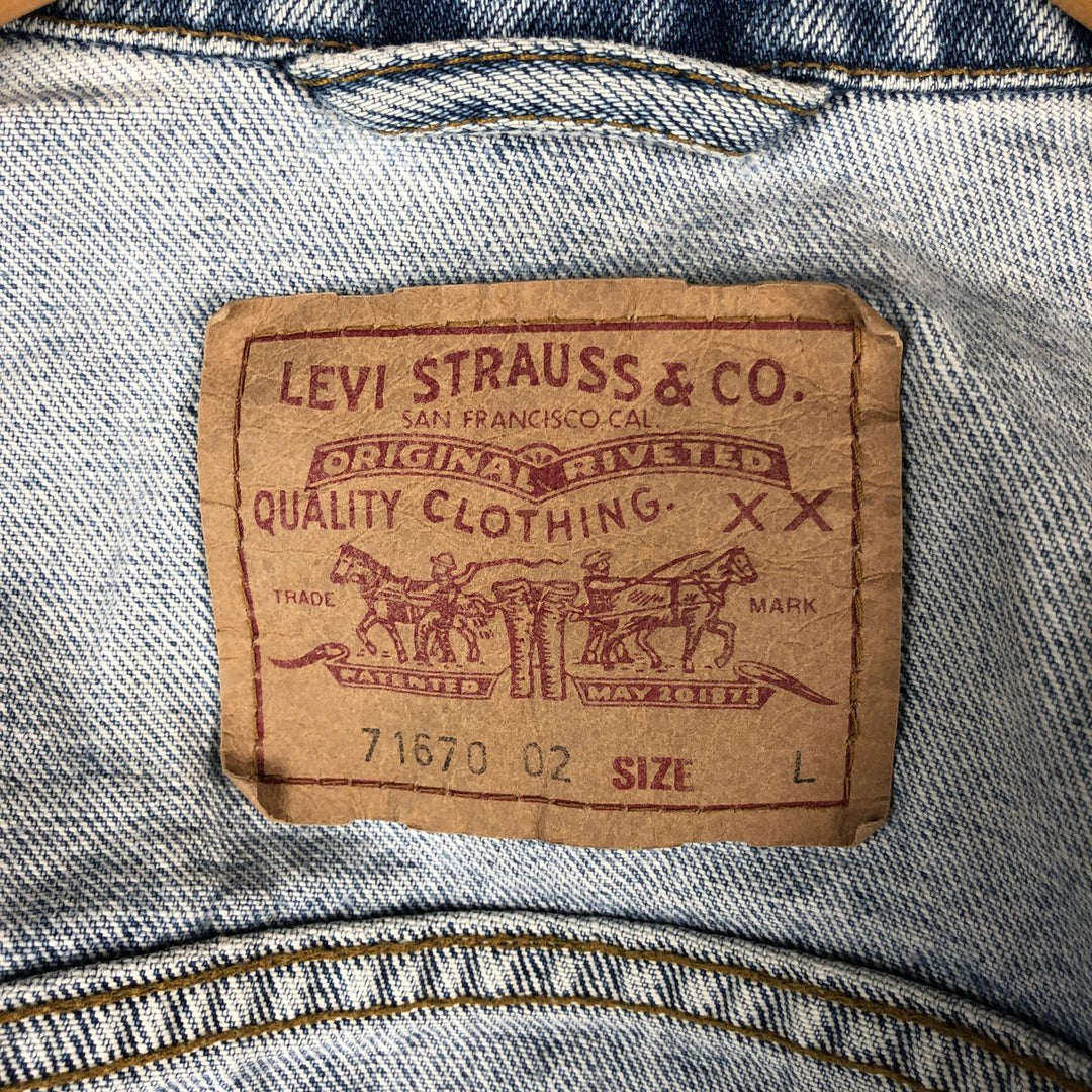 90'S Levi's 71670-0283 Denim Jacket, Men's Size L, Vintage cotton blue type Vintage Second Hand