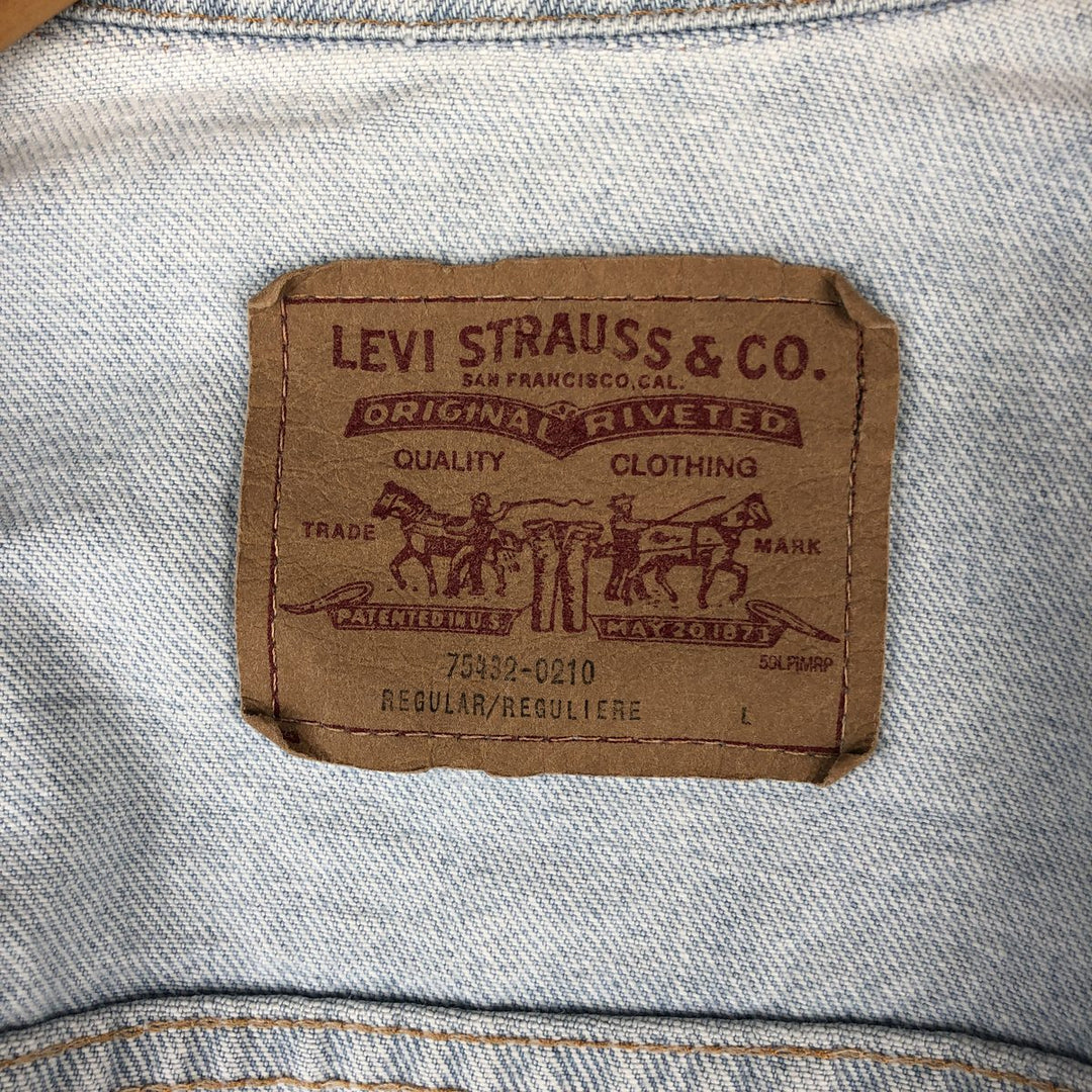 90'S Levi's 75432-0210 Denim Jacket, Men's Size L, Vintage cotton blue type Vintage Second Hand