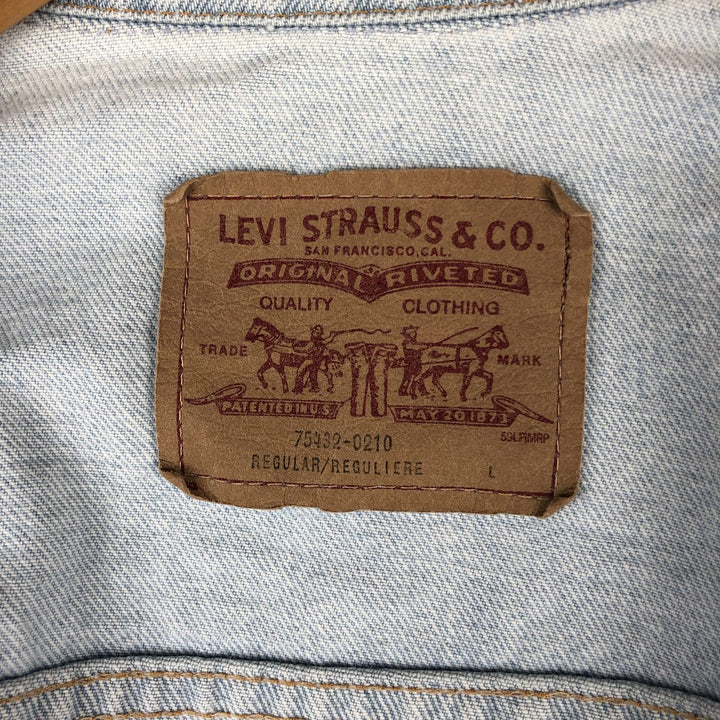 90'S Levi's 75432-0210 Denim Jacket, Men's Size L, Vintage cotton blue type Vintage Second Hand
