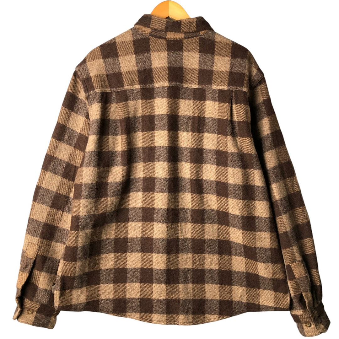 WOOLRICH Check Pattern Wool Shirt, Men's XL wool brown type Vintage Second Hand