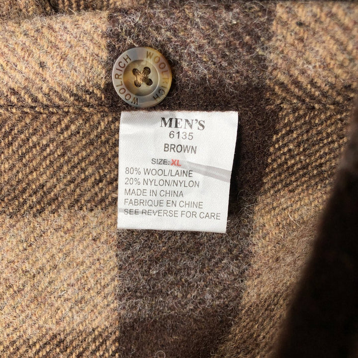 WOOLRICH Check Pattern Wool Shirt, Men's XL wool brown type Vintage Second Hand