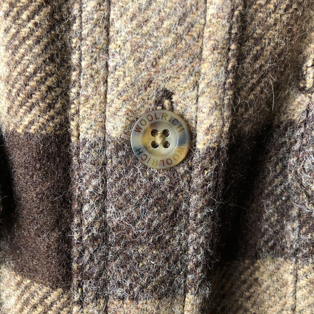 WOOLRICH Check Pattern Wool Shirt, Men's XL wool brown type Vintage Second Hand