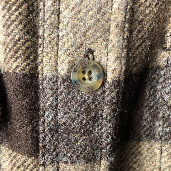 WOOLRICH Check Pattern Wool Shirt, Men's XL wool brown type Vintage Second Hand