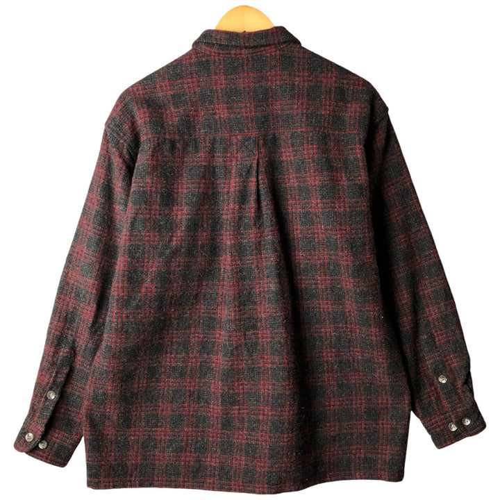 WOOLRICH Check Pattern Wool Shirt, Men's Size L wool black type Vintage Second Hand