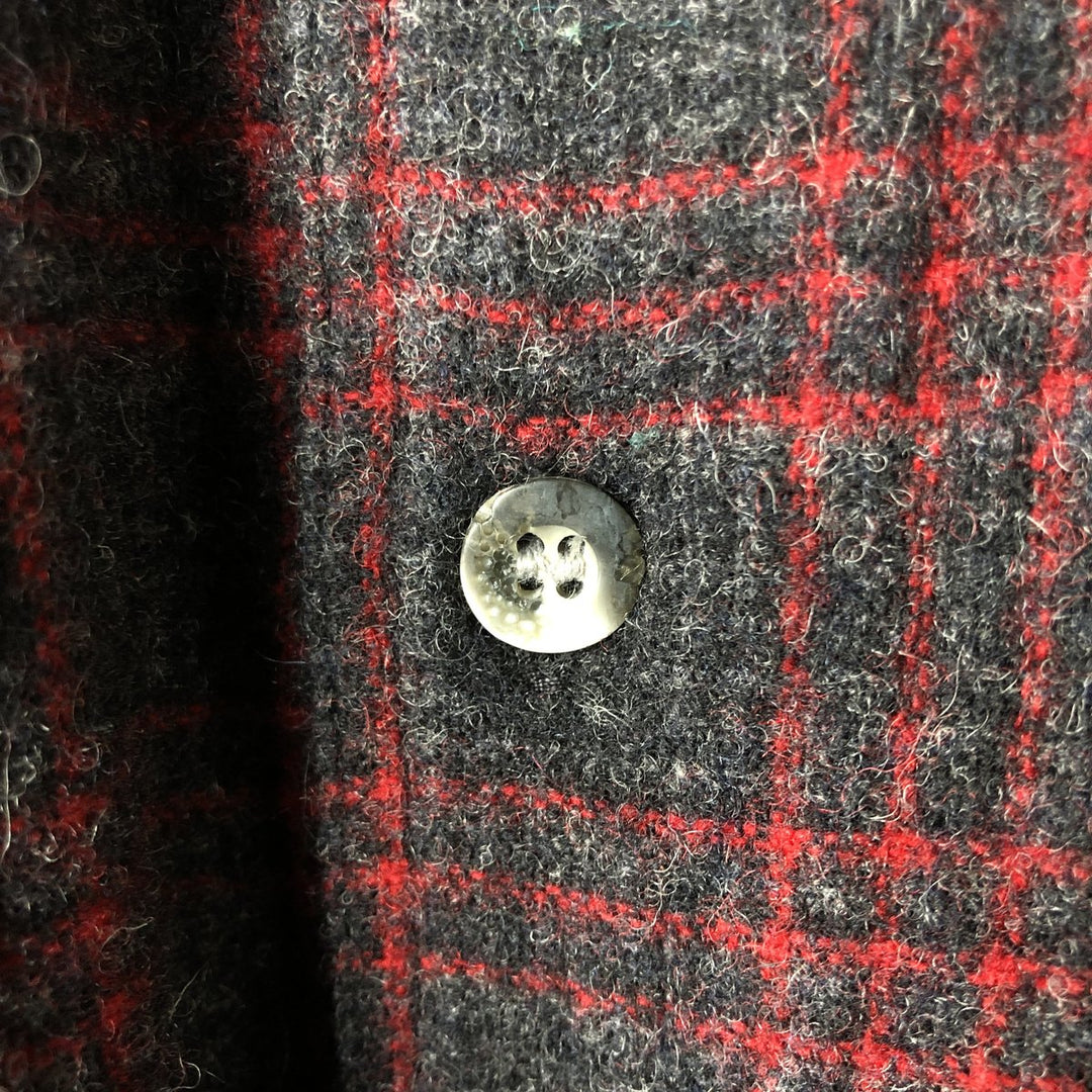 WOOLRICH Check Pattern Wool Shirt, Men's Size L wool black type Vintage Second Hand