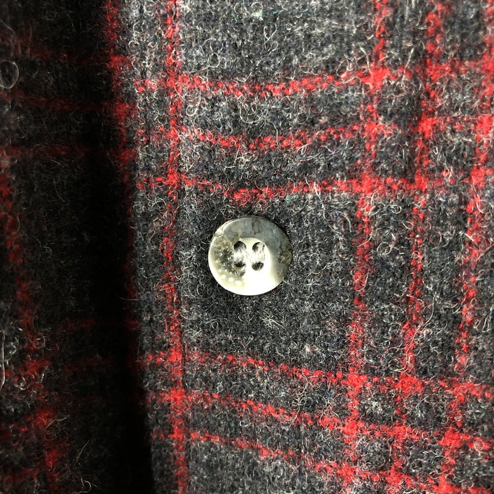 WOOLRICH Check Pattern Wool Shirt, Men's Size L wool black type Vintage Second Hand