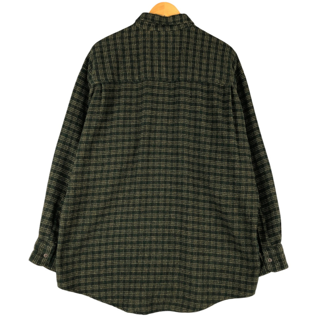 Ralph Lauren CHAPS Check Pattern Long Sleeve Polyester Shirt, Men's Size L polyester Green type dark green Vintage Second Hand