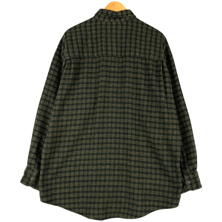 Ralph Lauren CHAPS Check Pattern Long Sleeve Polyester Shirt, Men's Size L polyester Green type dark green Vintage Second Hand