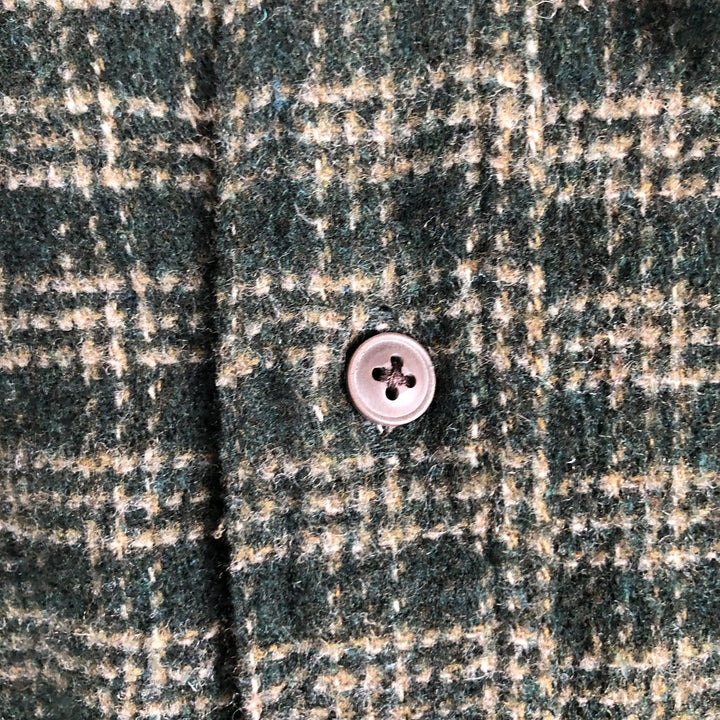 Ralph Lauren CHAPS Check Pattern Long Sleeve Polyester Shirt, Men's Size L polyester Green type dark green Vintage Second Hand