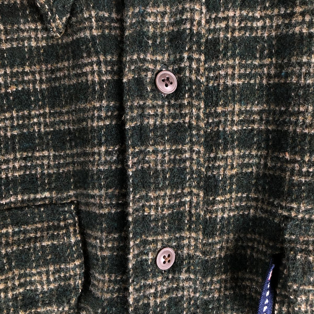 Ralph Lauren CHAPS Check Pattern Long Sleeve Polyester Shirt, Men's Size L polyester Green type dark green Vintage Second Hand