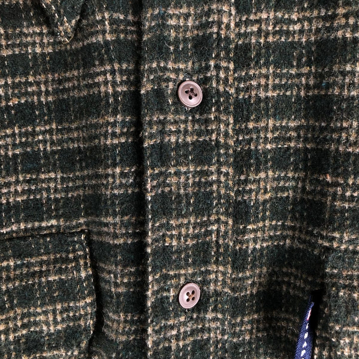 Ralph Lauren CHAPS Check Pattern Long Sleeve Polyester Shirt, Men's Size L polyester Green type dark green Vintage Second Hand