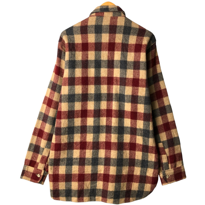 Vintage 1970'S WOOLRICH Check Pattern Wool Shirt, Made in USA, Men's Size Medium unclear Beige type Vintage Second Hand
