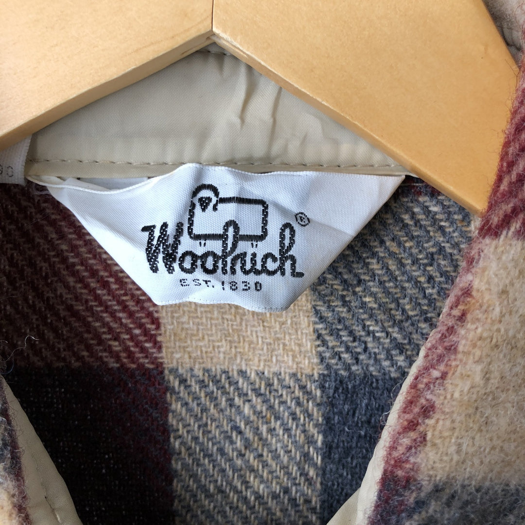 Vintage 1970'S WOOLRICH Check Pattern Wool Shirt, Made in USA, Men's Size Medium unclear Beige type Vintage Second Hand