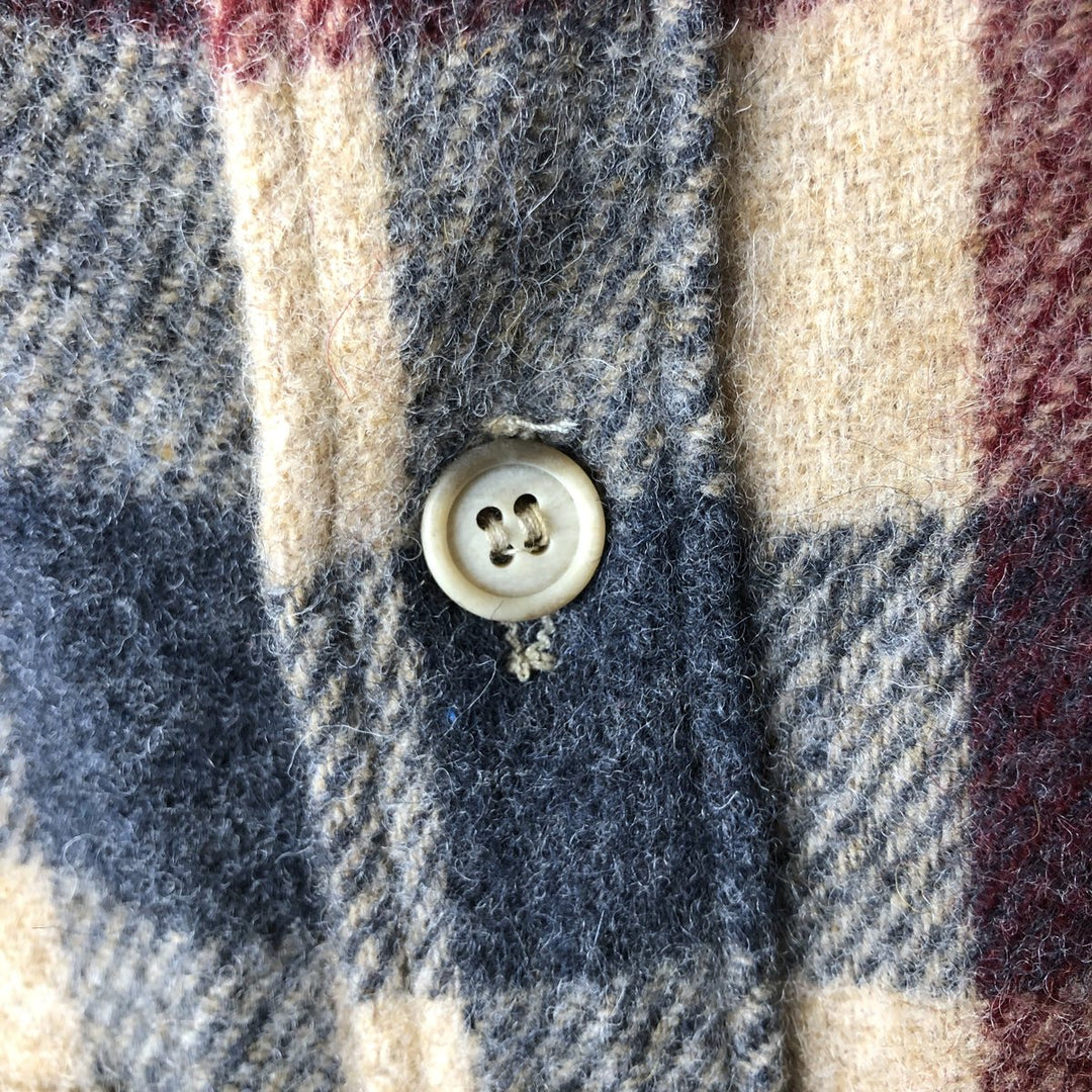 Vintage 1970'S WOOLRICH Check Pattern Wool Shirt, Made in USA, Men's Size Medium unclear Beige type Vintage Second Hand