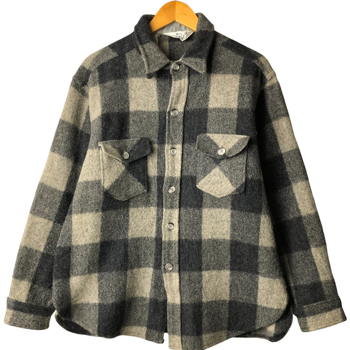 Vintage 1970'S WOOLRICH buffalo check wool shirt jacket, made in the USA, men's size XL wool gray type Vintage Second Hand