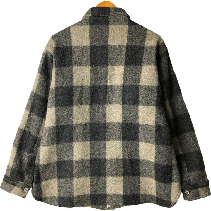 Vintage 1970'S WOOLRICH buffalo check wool shirt jacket, made in the USA, men's size XL wool gray type Vintage Second Hand