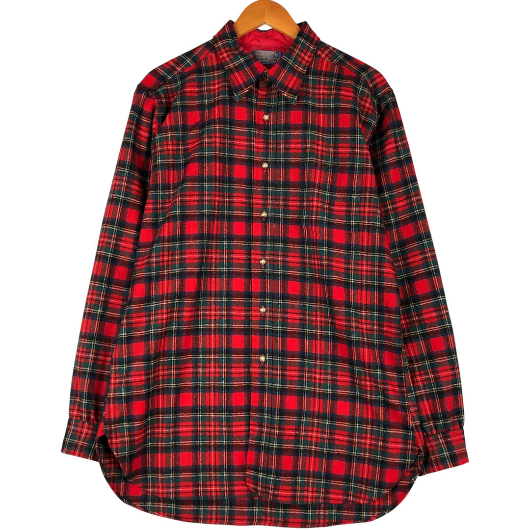 Vintage 1970'S Pendleton Tartan Check Wool Shirt, Made in USA, Men's Size L wool red type Vintage Second Hand