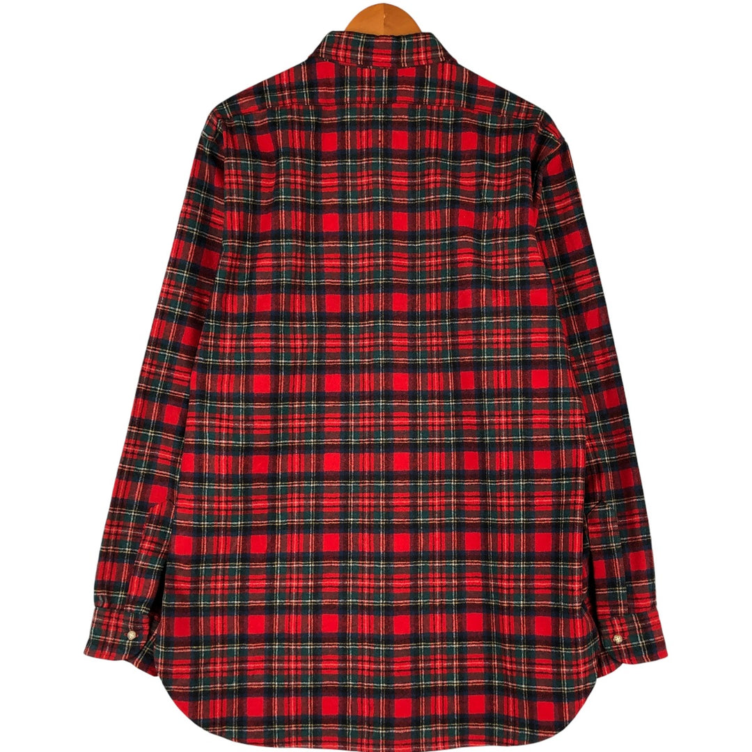 Vintage 1970'S Pendleton Tartan Check Wool Shirt, Made in USA, Men's Size L wool red type Vintage Second Hand