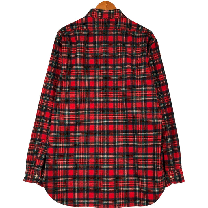 Vintage 1970'S Pendleton Tartan Check Wool Shirt, Made in USA, Men's Size L wool red type Vintage Second Hand