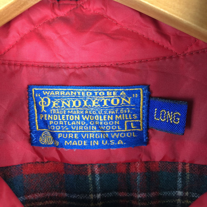Vintage 1970'S Pendleton Tartan Check Wool Shirt, Made in USA, Men's Size L wool red type Vintage Second Hand