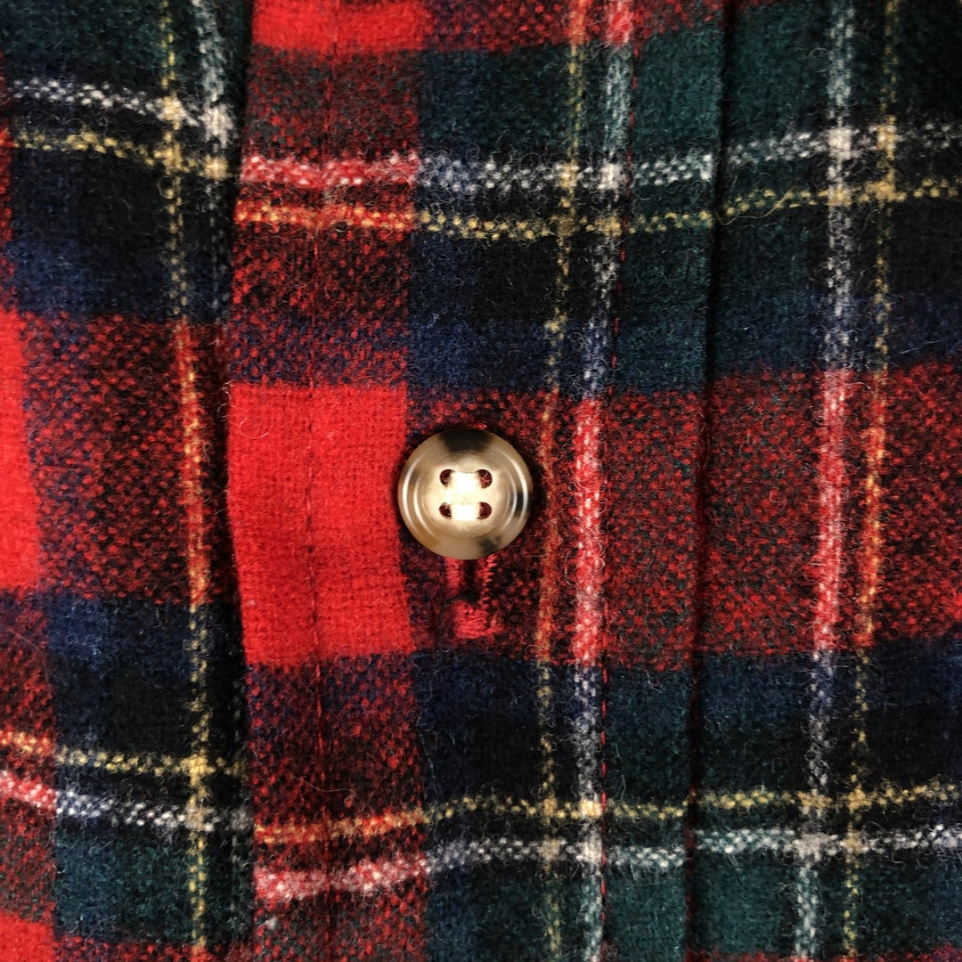 Vintage 1970'S Pendleton Tartan Check Wool Shirt, Made in USA, Men's Size L wool red type Vintage Second Hand