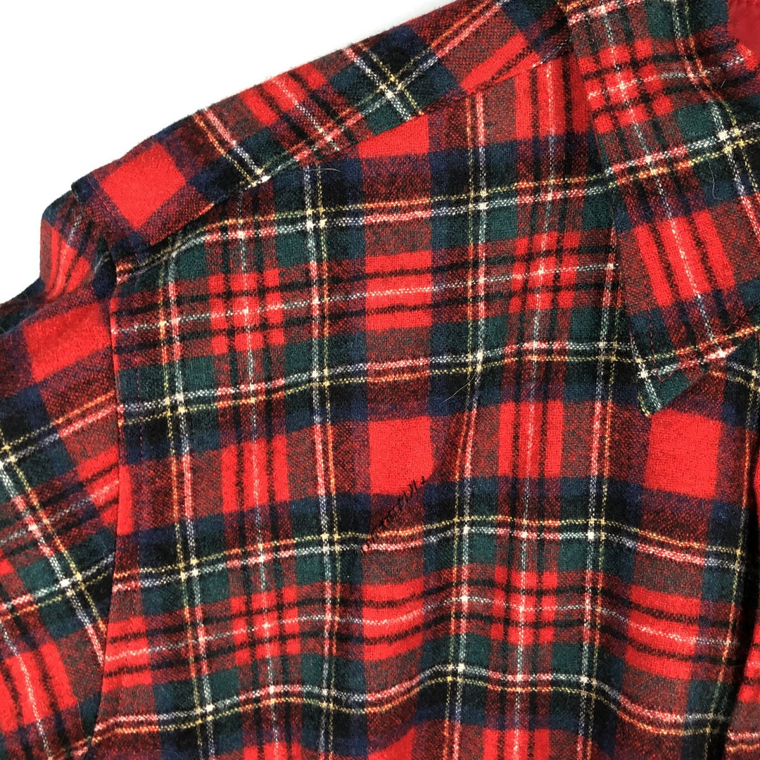 Vintage 1970'S Pendleton Tartan Check Wool Shirt, Made in USA, Men's Size L wool red type Vintage Second Hand