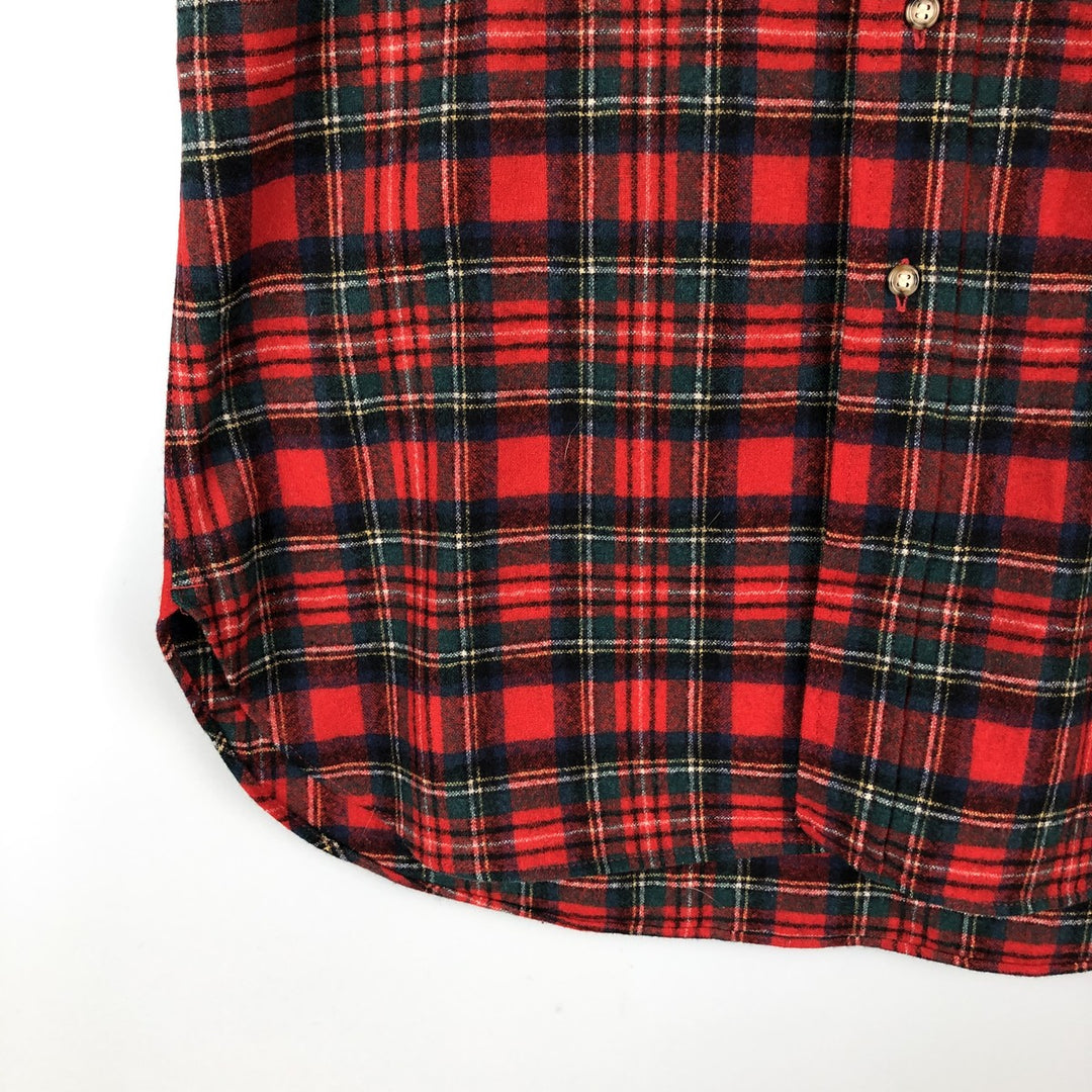 Vintage 1970'S Pendleton Tartan Check Wool Shirt, Made in USA, Men's Size L wool red type Vintage Second Hand
