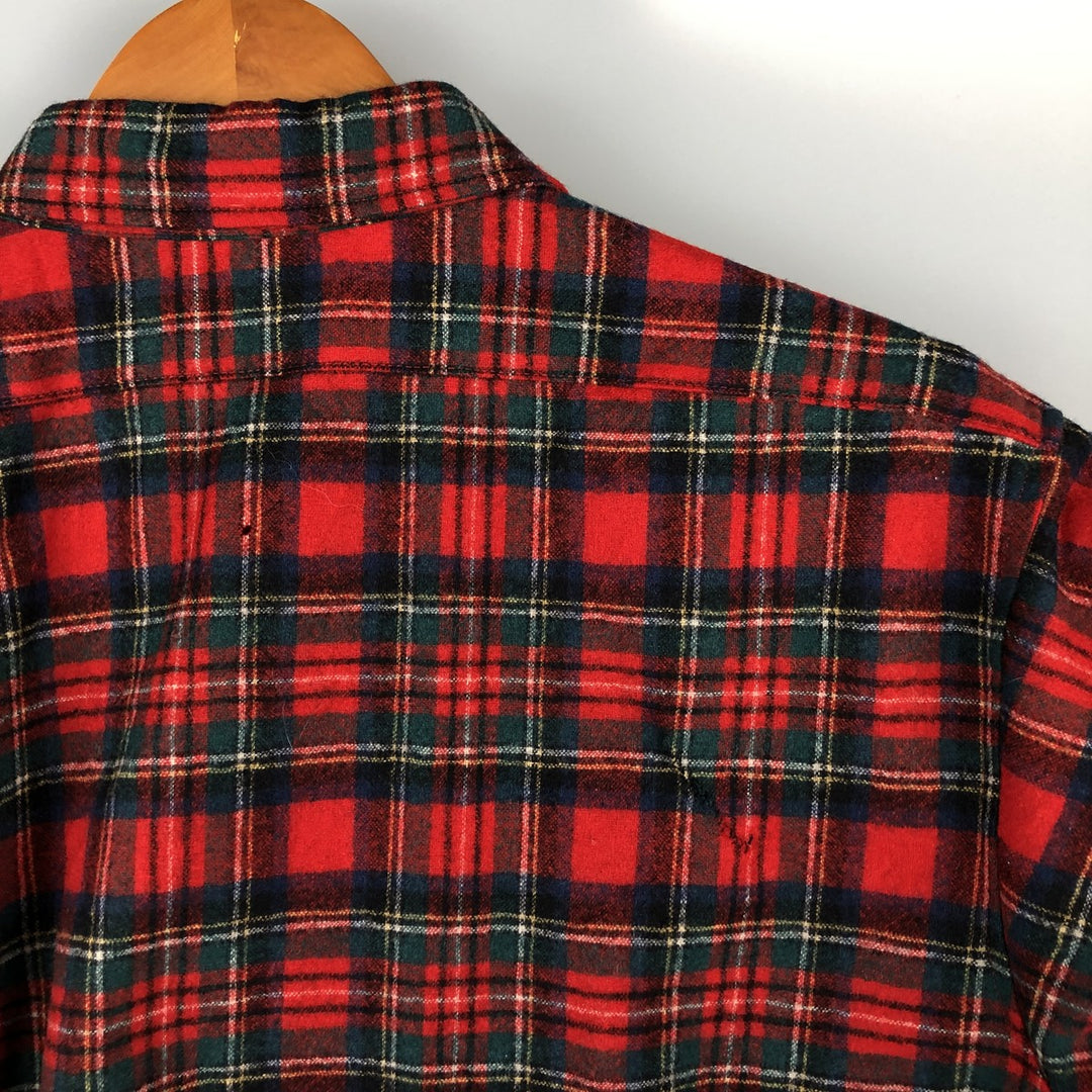Vintage 1970'S Pendleton Tartan Check Wool Shirt, Made in USA, Men's Size L wool red type Vintage Second Hand