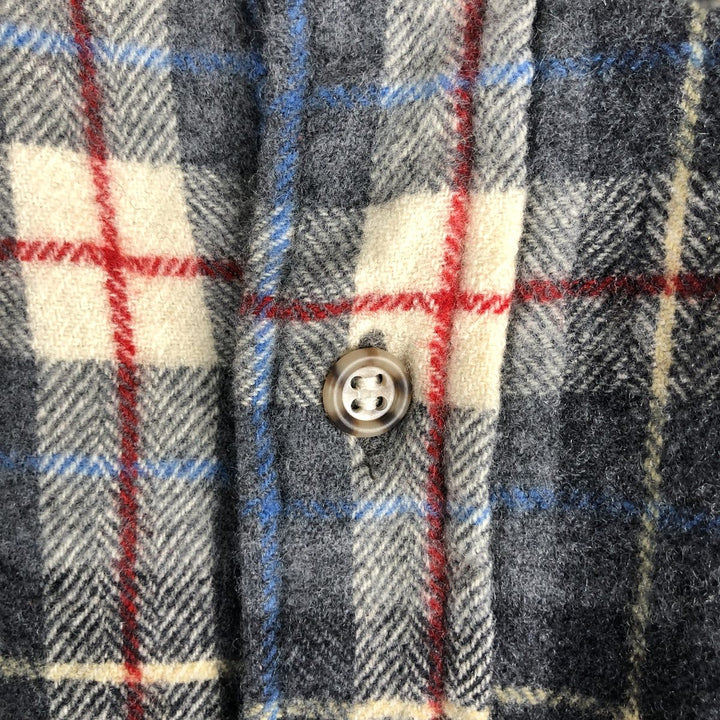Vintage 70'S Pendleton Check Pattern Wool Shirt, Made in USA, Men's M Size wool Charcoal Vintage Second Hand