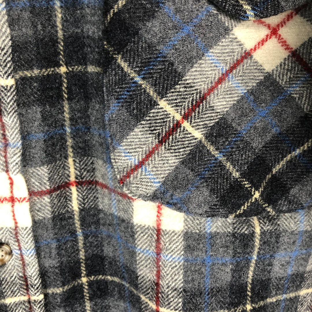 Vintage 70'S Pendleton Check Pattern Wool Shirt, Made in USA, Men's M Size wool Charcoal Vintage Second Hand
