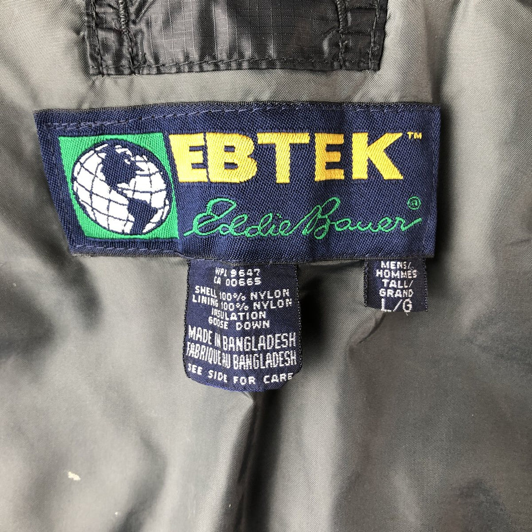 Vintage 90'S Eddie Bauer EBTEK Ripstop Goose Down Vest, Men's Size L Nylon black type Vintage Second Hand