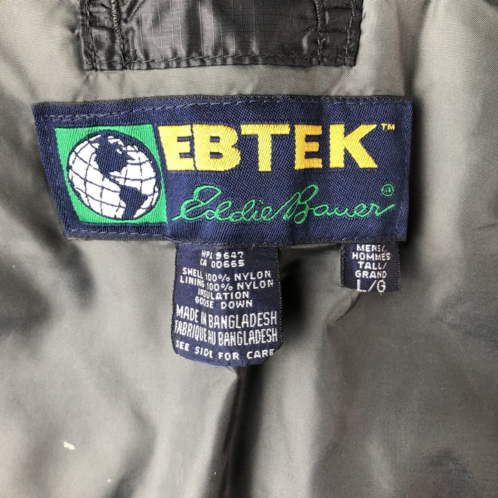 Vintage 90'S Eddie Bauer EBTEK Ripstop Goose Down Vest, Men's Size L Nylon black type Vintage Second Hand