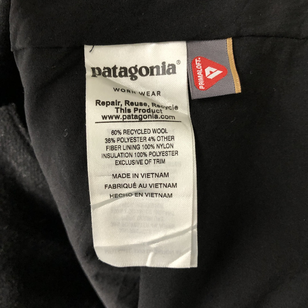 Patagonia Recycled Wool Vest (26970FA17) with Primaloft Padding, Men's Size Medium wool black type Vintage Second Hand