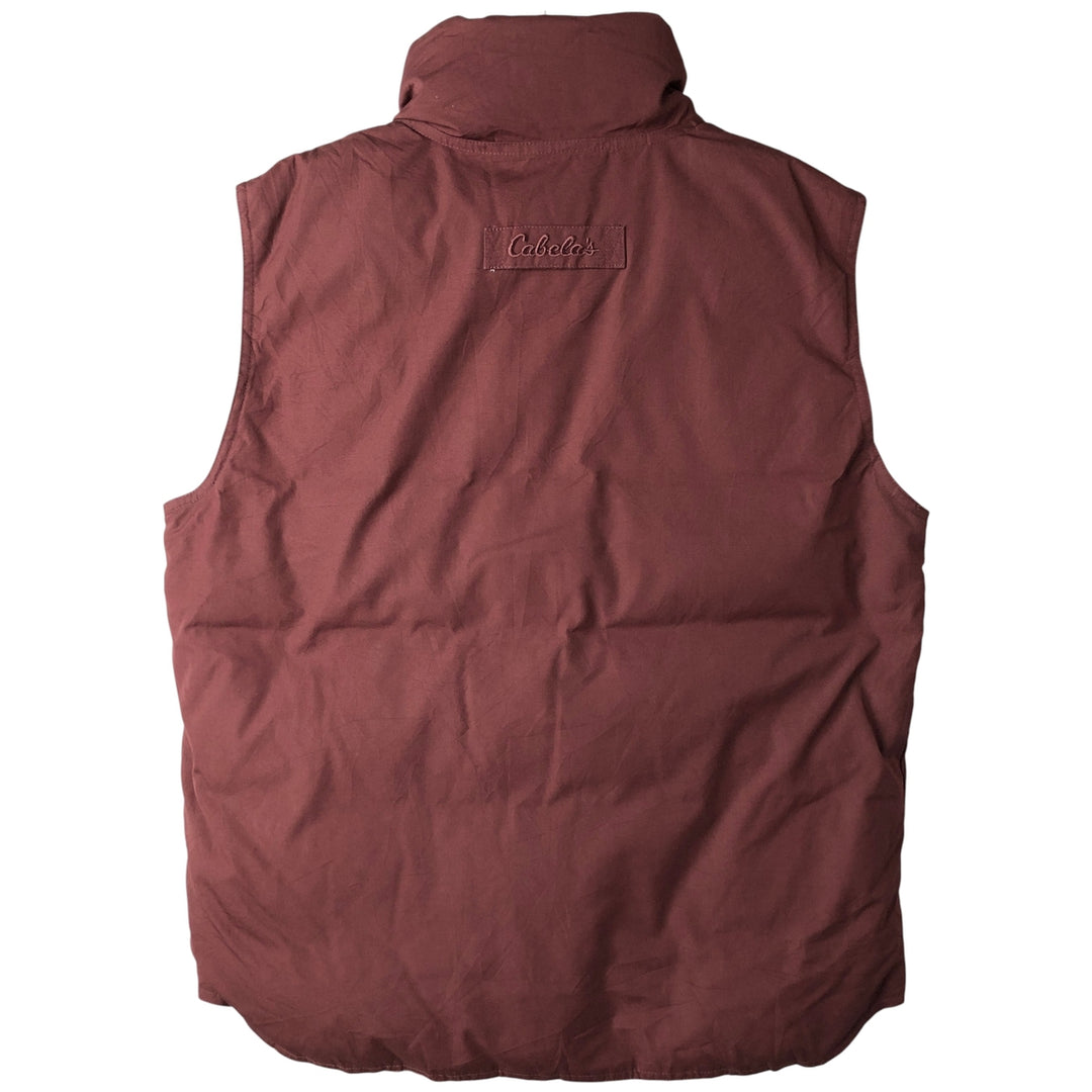 90'S Cabelas Vintage Goose Down Vest, Men's Size Medium polyester burgundy type Vintage Second Hand