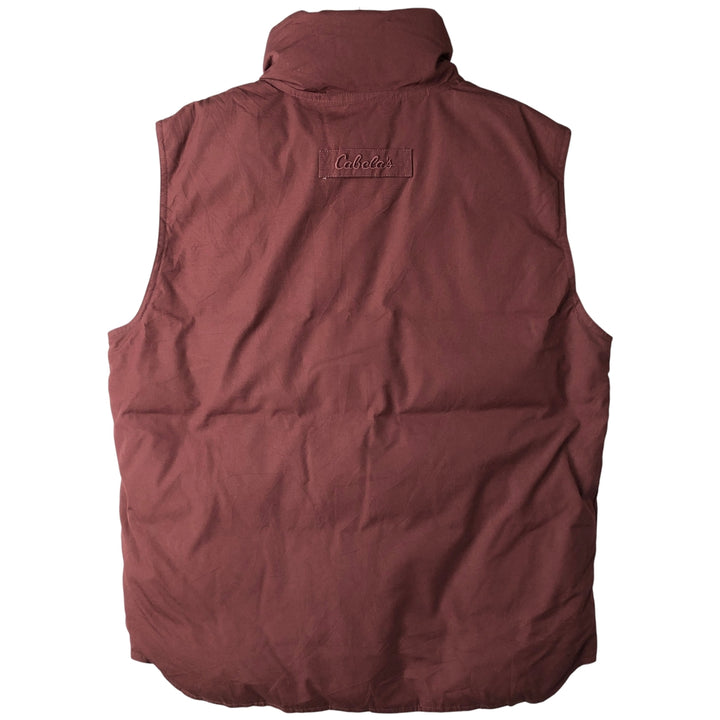 90'S Cabelas Vintage Goose Down Vest, Men's Size Medium polyester burgundy type Vintage Second Hand