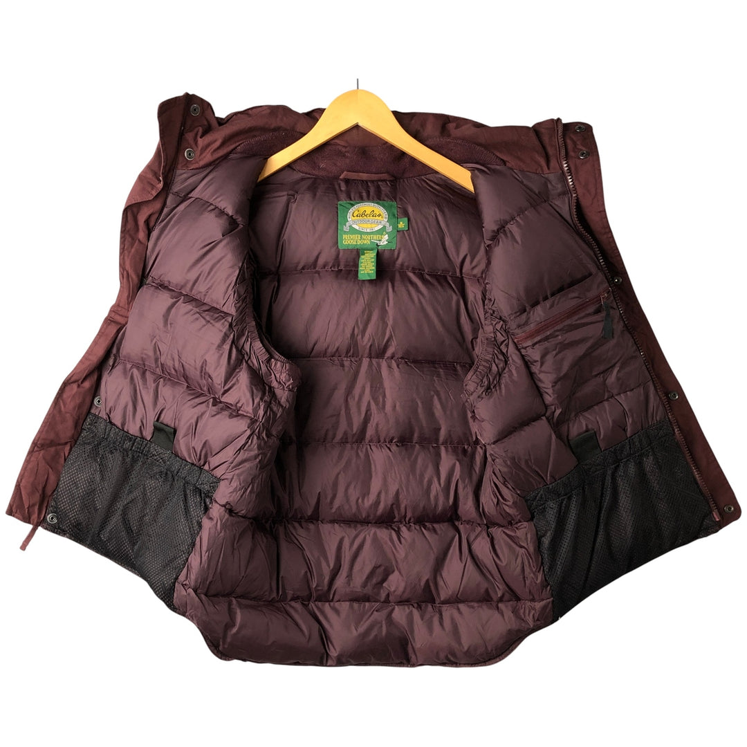 90'S Cabelas Vintage Goose Down Vest, Men's Size Medium polyester burgundy type Vintage Second Hand